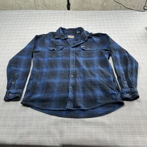 Orvis Flannel Shirt Mens Large‎ Blue Plaid Shacket Heavyweight Jacket Pockets